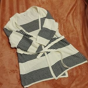 Cardigan sweater with attached belt